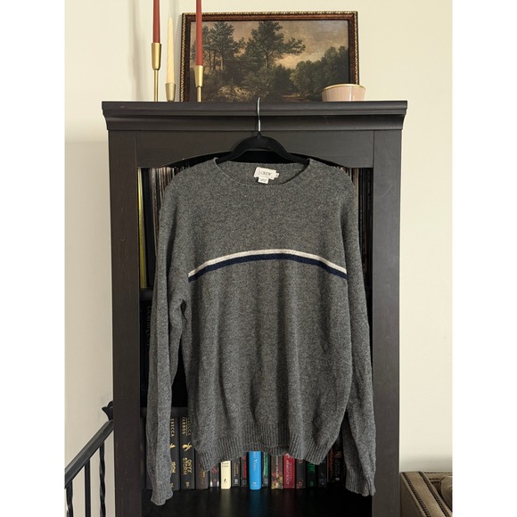 J.Crew Other - J.Crew Lambswool Striped Crewneck Sweater XL Gray Wool 90s Y2L Preppy Collegiate